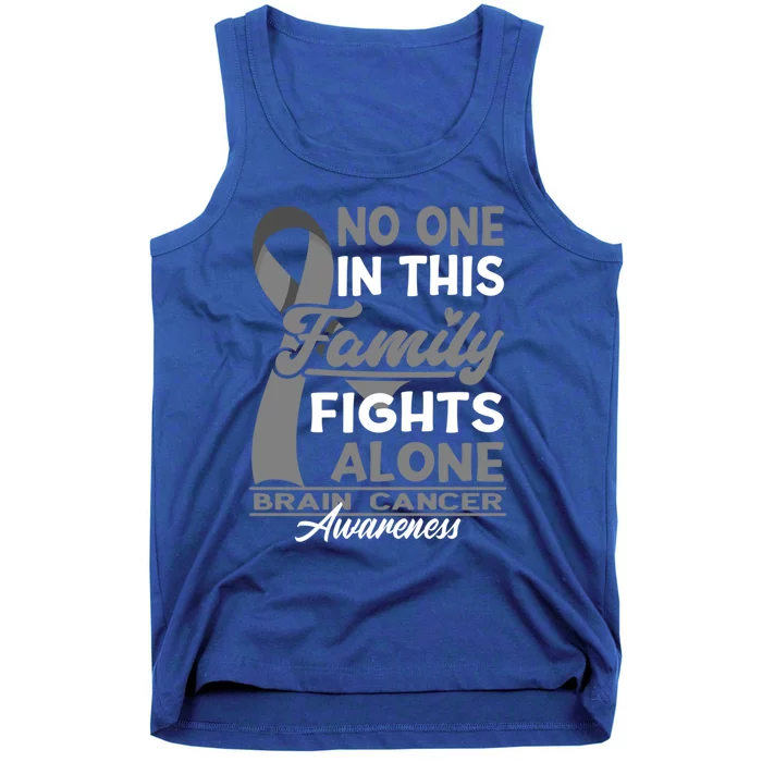 No One In This Family Fights Alone I Brain Cancer Awareness Gift Tank Top