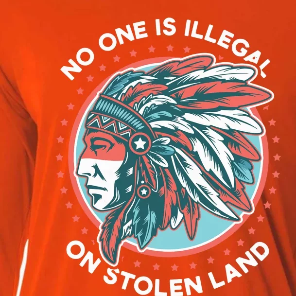 No One Is Illegal On Stolen Land Anti Trump Protest Cooling Performance Long Sleeve Crew