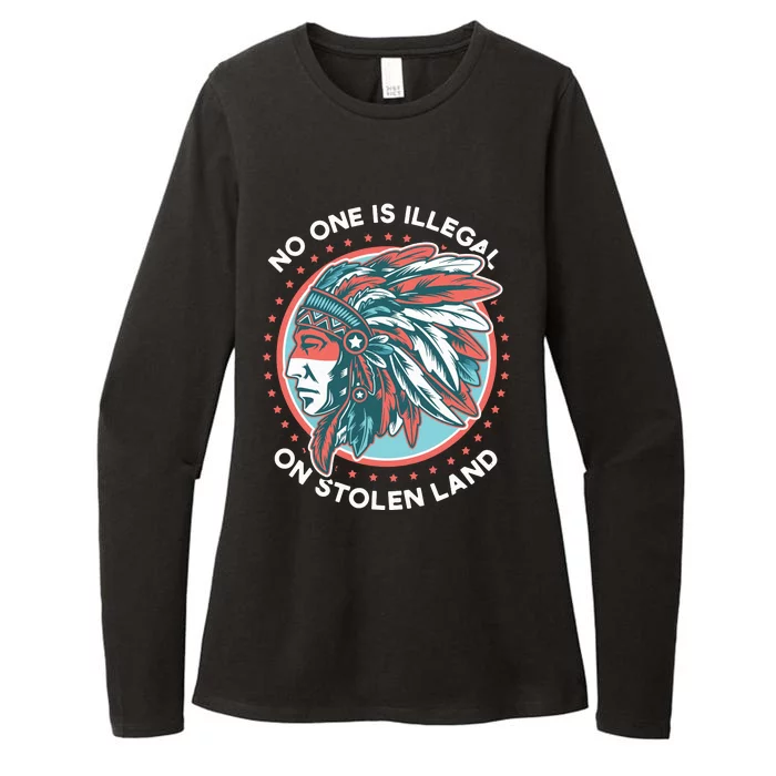 No One Is Illegal On Stolen Land Anti Trump Protest Womens CVC Long Sleeve Shirt