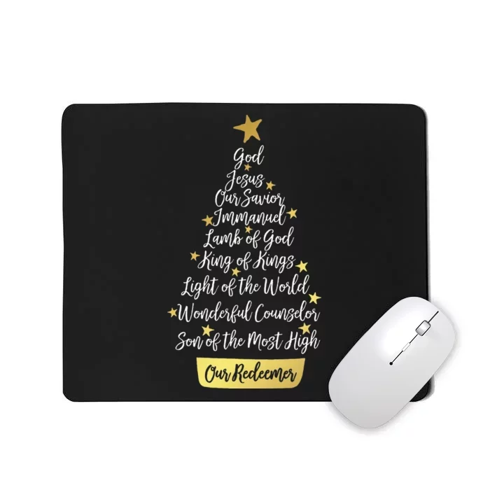 Names of Jesus Christian Faith Christmas Tree Mousepad