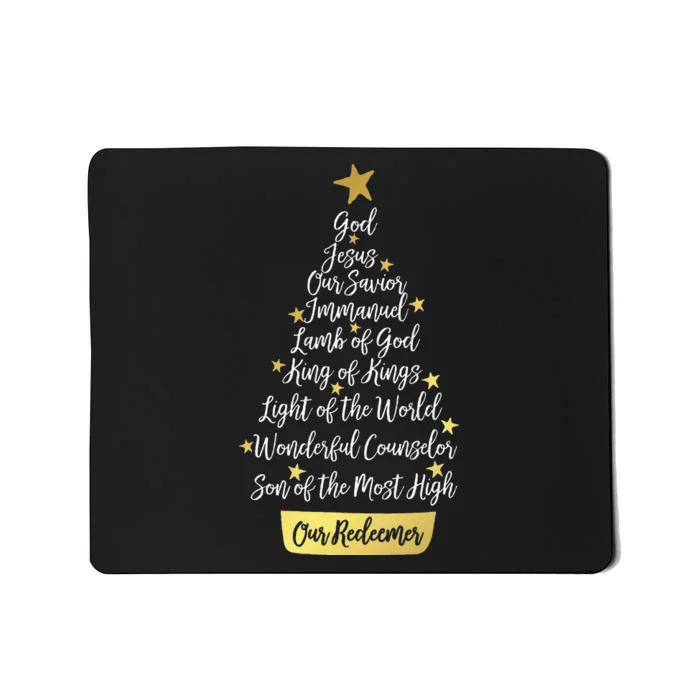 Names of Jesus Christian Faith Christmas Tree Mousepad