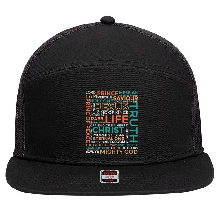 Names of Jesus Christian 7 Panel Mesh Trucker Snapback Hat