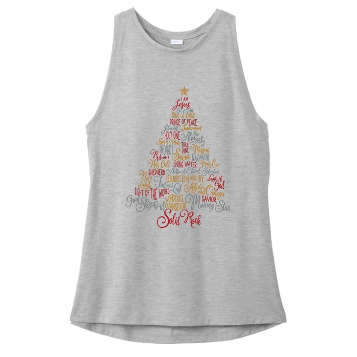 Names Of Jesus Christmas Tree Gift Amazing Xmas Tree Gift Ladies Tri-Blend Wicking Tank