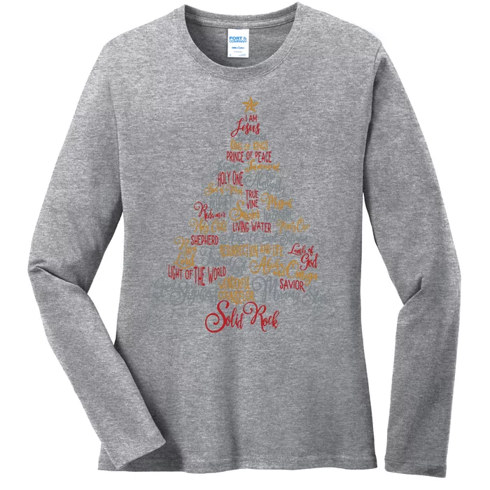 Names Of Jesus Christmas Tree Gift Amazing Xmas Tree Gift Ladies Long Sleeve Shirt