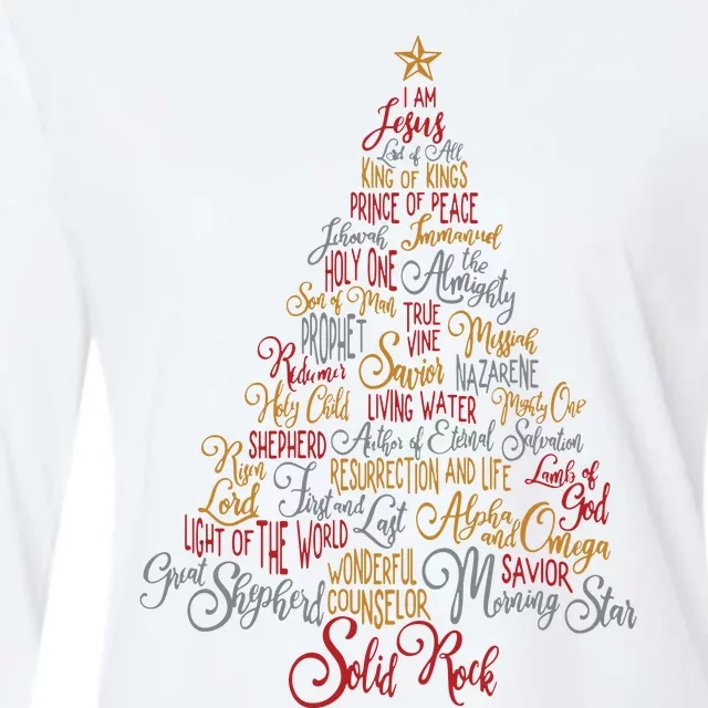 Names Of Jesus Christmas Tree Gift Amazing Xmas Tree Gift Womens Cotton Relaxed Long Sleeve T-Shirt