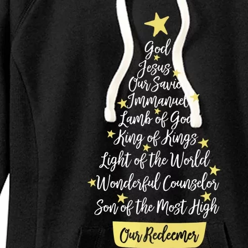 Names Of Jesus Christian Faith Christmas Tree Women's Fleece Hoodie