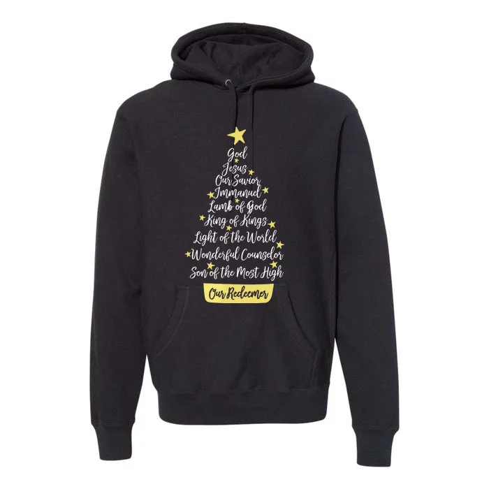 Names Of Jesus Christian Faith Christmas Tree Premium Hoodie