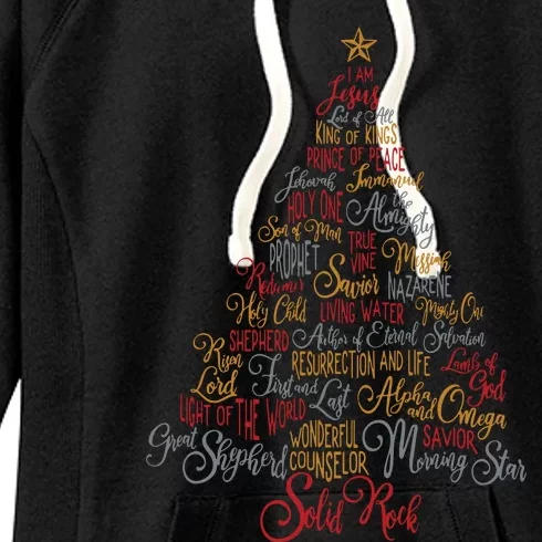 Names Of Jesus Christmas Tree Gift Amazing Xmas Tree Gift Women's Fleece Hoodie