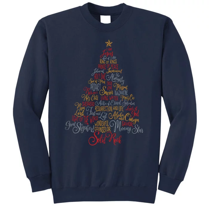 Names Of Jesus Christmas Tree Gift Amazing Xmas Tree Gift Tall Sweatshirt