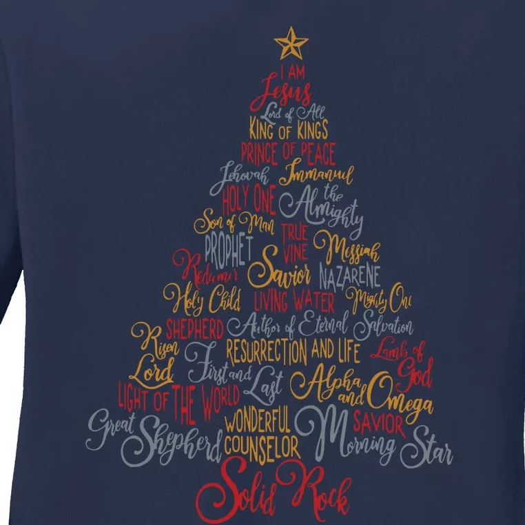 Names Of Jesus Christmas Tree Gift Amazing Xmas Tree Gift Ladies Long Sleeve Shirt