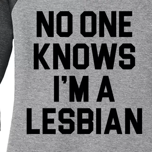 No One Knows I'm A Lesbian Women's Tri-Blend 3/4-Sleeve Raglan Shirt