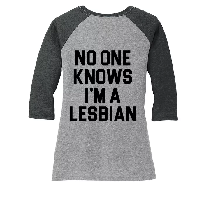 No One Knows I'm A Lesbian Women's Tri-Blend 3/4-Sleeve Raglan Shirt