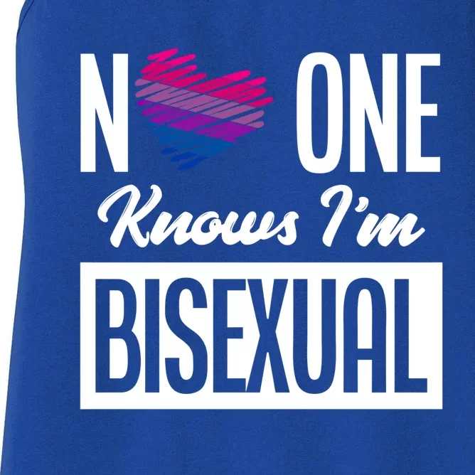 No One Knows I'm Bisexual Bi Pride Bisexual Gift Women's Racerback Tank