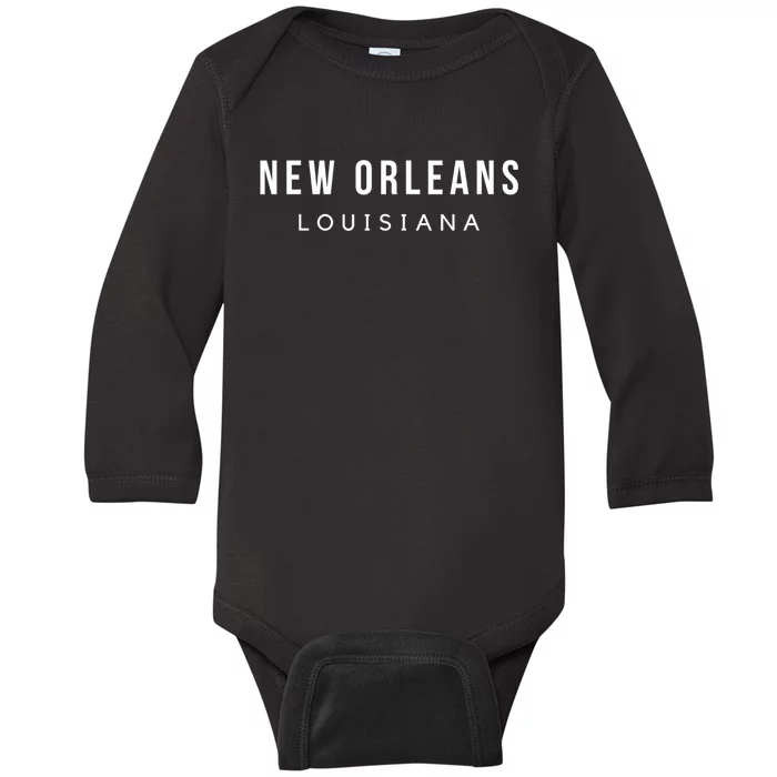 New Orleans Louisiana Mardi Gras 504 Jazz Skyline Baby Long Sleeve Bodysuit