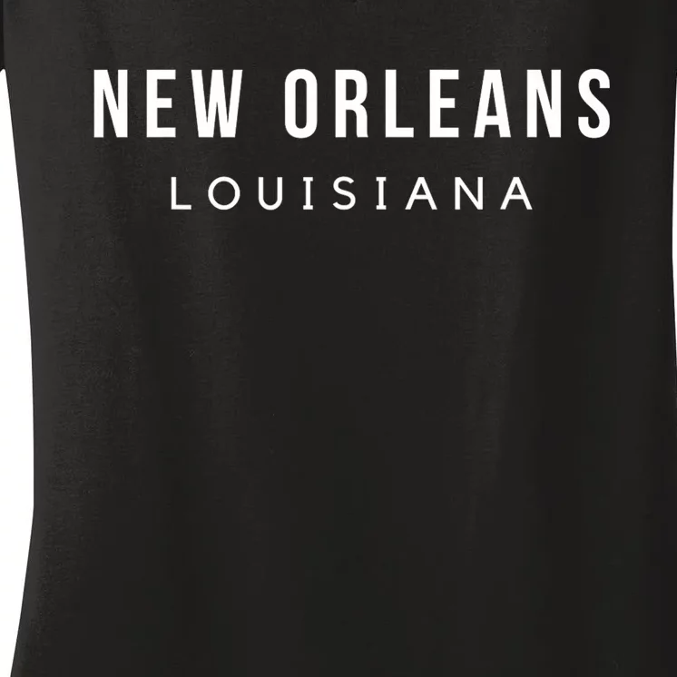 New Orleans Louisiana Mardi Gras 504 Jazz Skyline Women's V-Neck T-Shirt