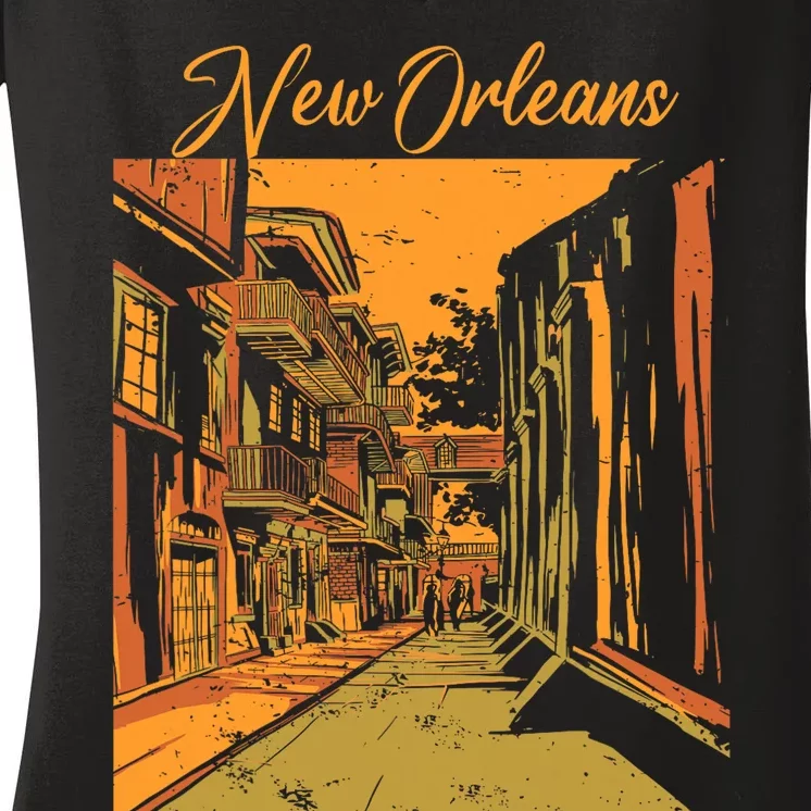 New Orleans Louisiana Souvenir Bourbon Street Women's V-Neck T-Shirt