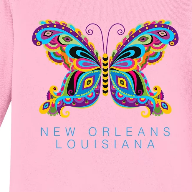 New Orleans Louisiana Souvenir Butterfly Graphic Baby Long Sleeve Bodysuit