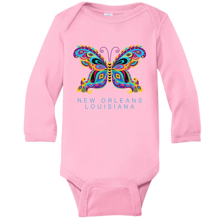 New Orleans Louisiana Souvenir Butterfly Graphic Baby Long Sleeve Bodysuit