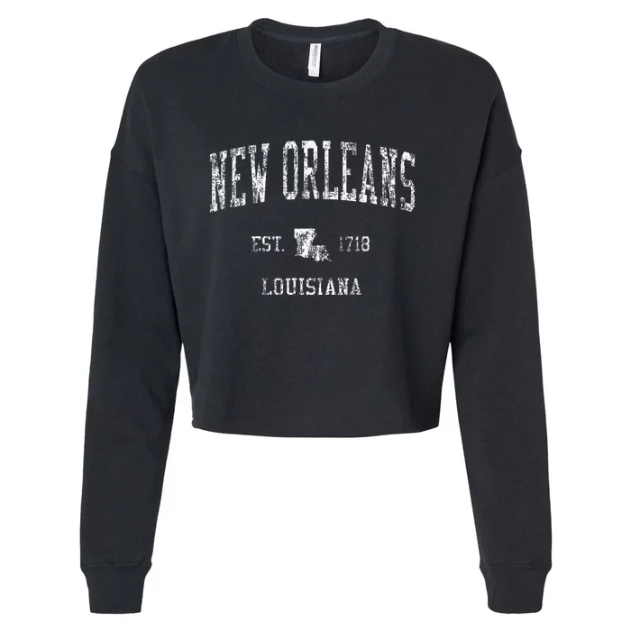 New Orleans Louisiana La Cropped Pullover Crew