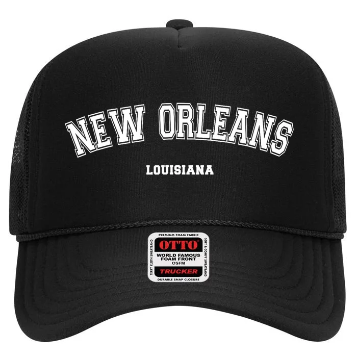 New Orleans Louisiana High Crown Mesh Trucker Hat