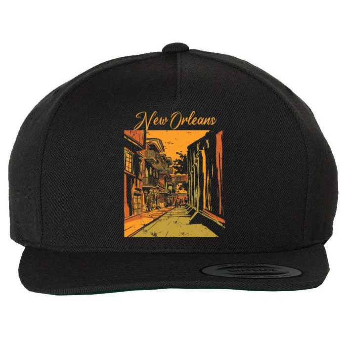 New Orleans Louisiana Souvenir Bourbon Street Wool Snapback Cap