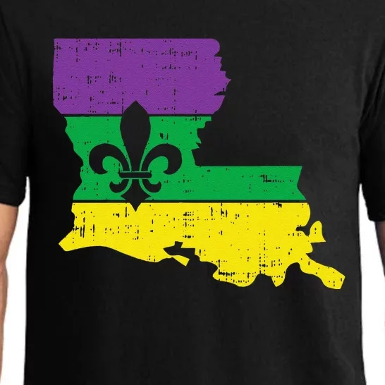 New Orleans Louisiana Map Jester Funny Mardi Gras Carnival Pajama Set