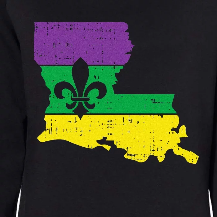 New Orleans Louisiana Map Jester Funny Mardi Gras Carnival Womens California Wash Sweatshirt