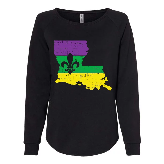 New Orleans Louisiana Map Jester Funny Mardi Gras Carnival Womens California Wash Sweatshirt