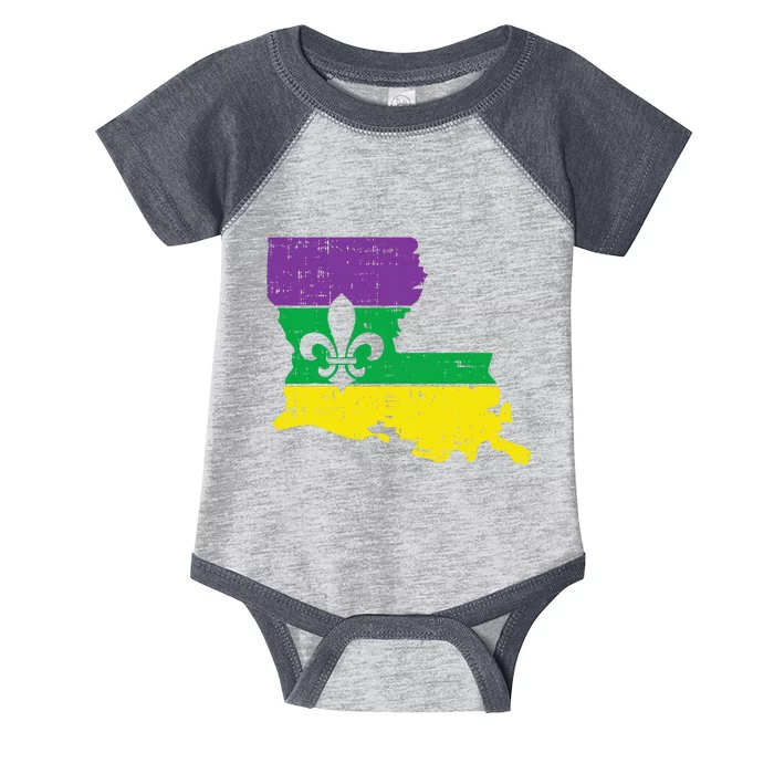 New Orleans Louisiana Map Jester Funny Mardi Gras Carnival Infant Baby Jersey Bodysuit