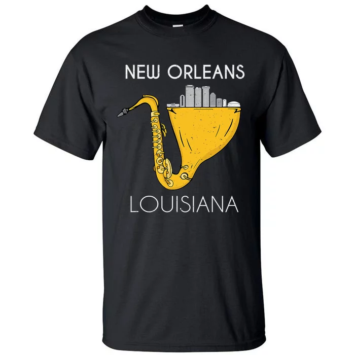 New Orleans Louisiana Jazz Music Player Saxophone Tall T-Shirt