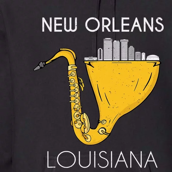 New Orleans Louisiana Jazz Music Player Saxophone Premium Hoodie