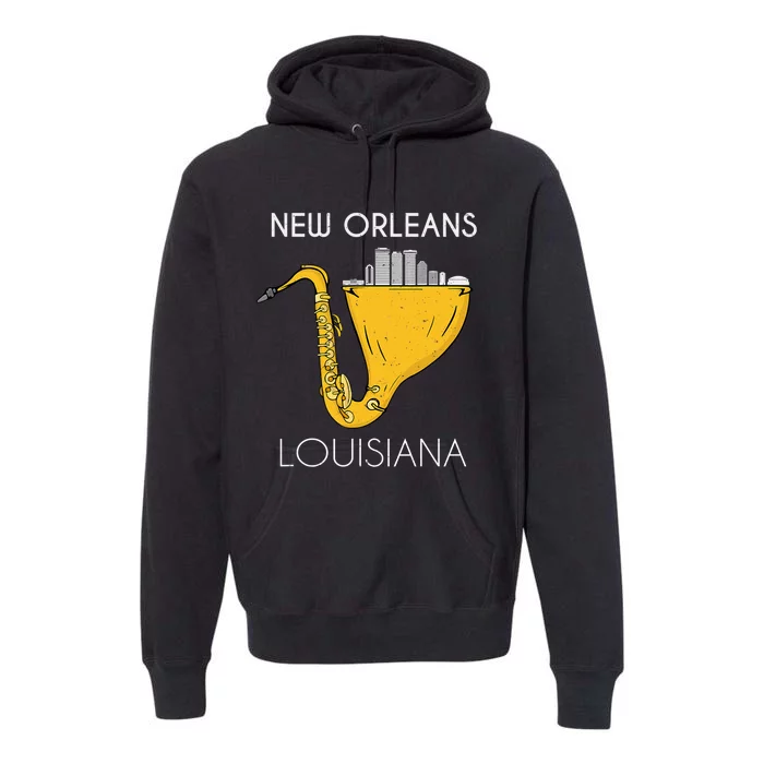 New Orleans Louisiana Jazz Music Player Saxophone Premium Hoodie