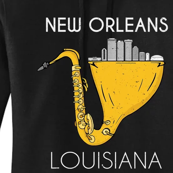 New Orleans Louisiana Jazz Music Player Saxophone Women's Pullover Hoodie