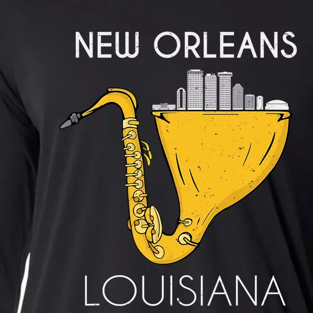 New Orleans Louisiana Jazz Music Player Saxophone Cooling Performance Long Sleeve Crew