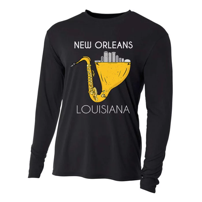 New Orleans Louisiana Jazz Music Player Saxophone Cooling Performance Long Sleeve Crew