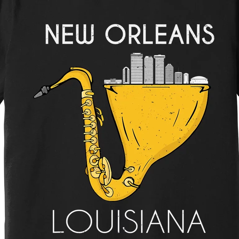 New Orleans Louisiana Jazz Music Player Saxophone Premium T-Shirt