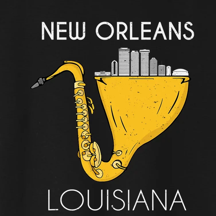 New Orleans Louisiana Jazz Music Player Saxophone Women's Crop Top Tee