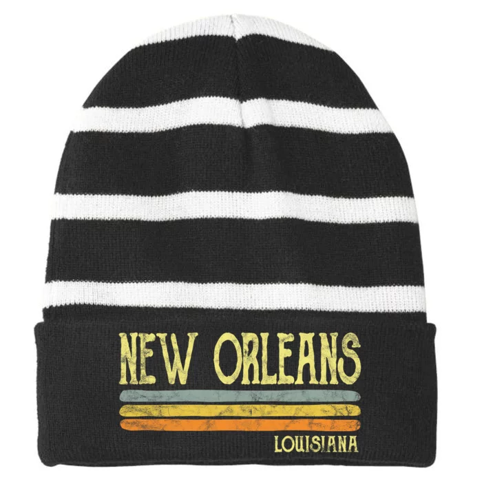 New Orleans Louisiana La Love Gift Souvenir Striped Beanie with Solid Band