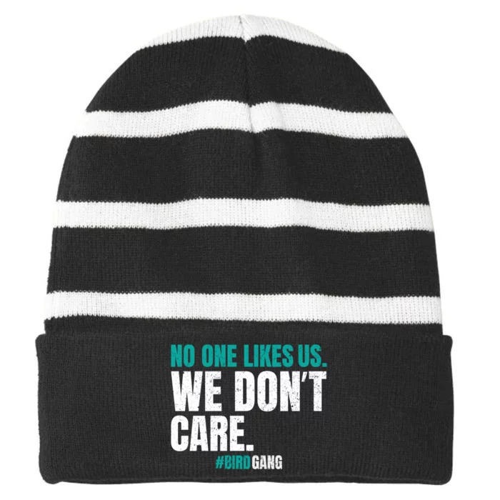 No One Likes Us We Don't Care Philly Philadelphia Football Striped Beanie with Solid Band