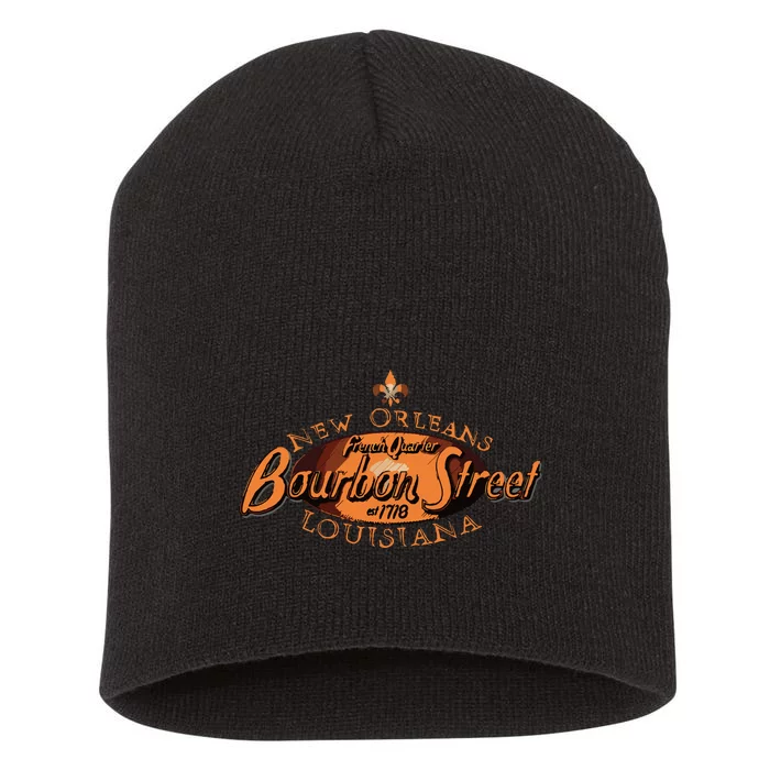 New Orleans Louisiana Bourbon Street French Quarter Short Acrylic Beanie