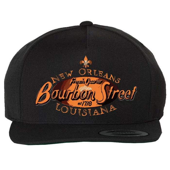 New Orleans Louisiana Bourbon Street French Quarter Wool Snapback Cap