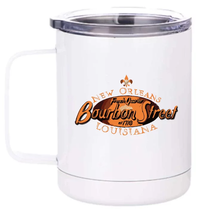 New Orleans Louisiana Bourbon Street French Quarter Front & Back 12oz Stainless Steel Tumbler Cup