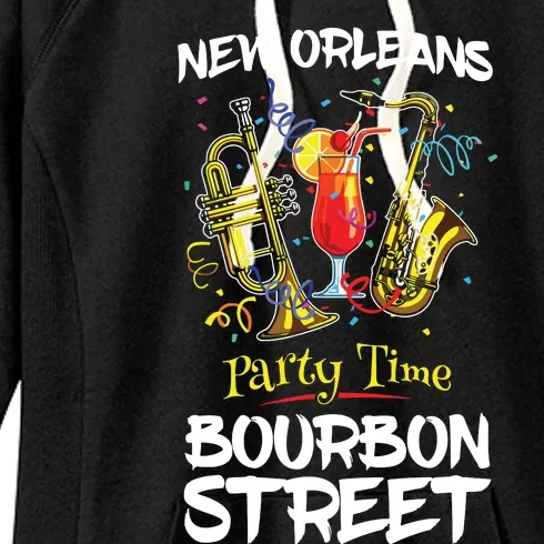 New Orleans Louisiana Bourbon Street Jazz Party Souvenir Women's Fleece Hoodie