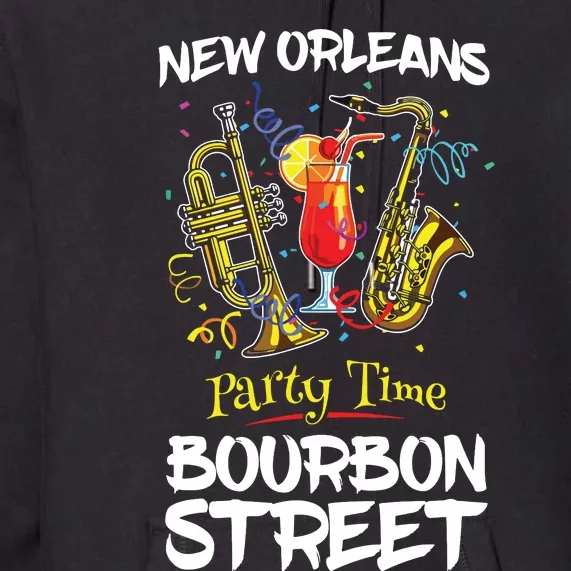 New Orleans Louisiana Bourbon Street Jazz Party Souvenir Premium Hoodie