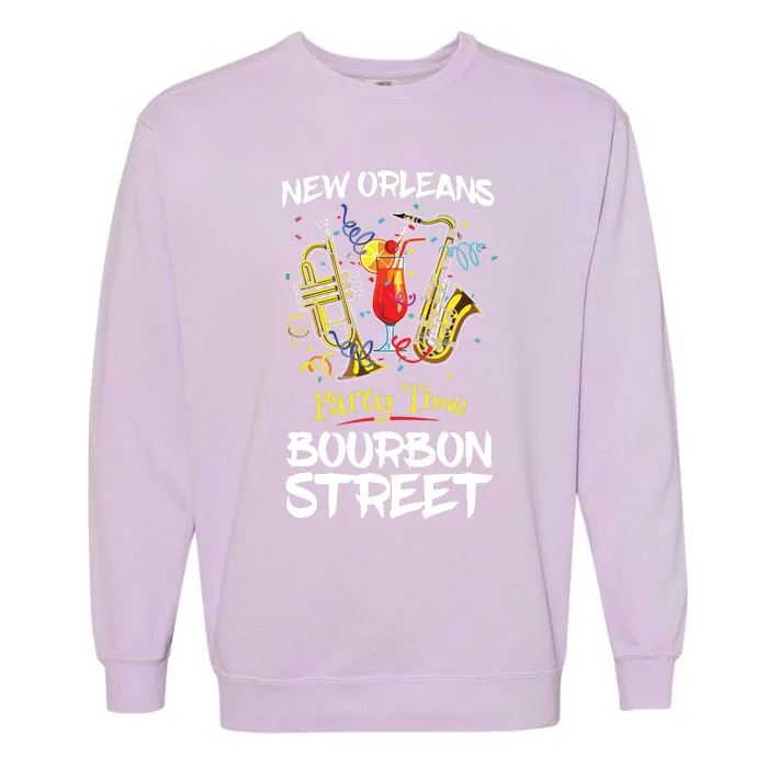 New Orleans Louisiana Bourbon Street Jazz Party Souvenir Garment-Dyed Sweatshirt