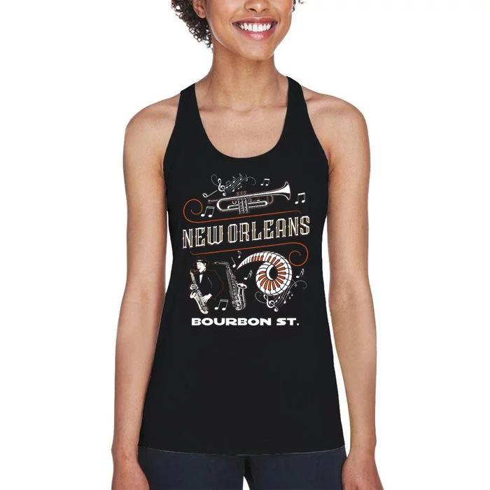 New Orleans Louisiana Jazz Festival Vintage Women's Racerback Tank