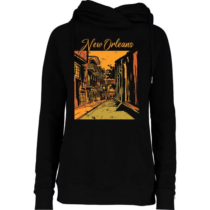 New Orleans Louisiana Souvenir Bourbon Street Womens Funnel Neck Pullover Hood