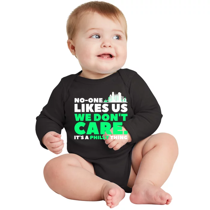 No One Likes Us We Don't Care Vintage Philly Bird Gang Funny Baby Long Sleeve Bodysuit