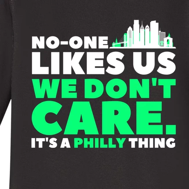 No One Likes Us We Don't Care Vintage Philly Bird Gang Funny Baby Long Sleeve Bodysuit