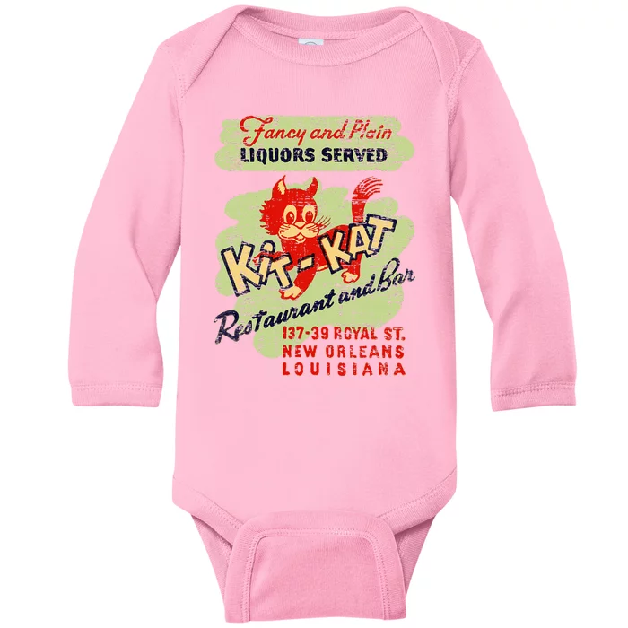 New Orleans Louisiana Restaurant Bar Vintage Advertising Baby Long Sleeve Bodysuit